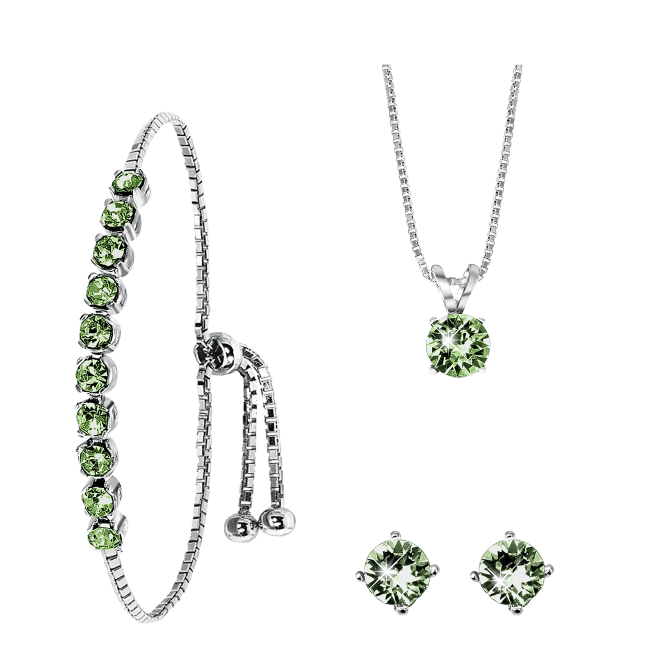 Zilveren set kristal erinite