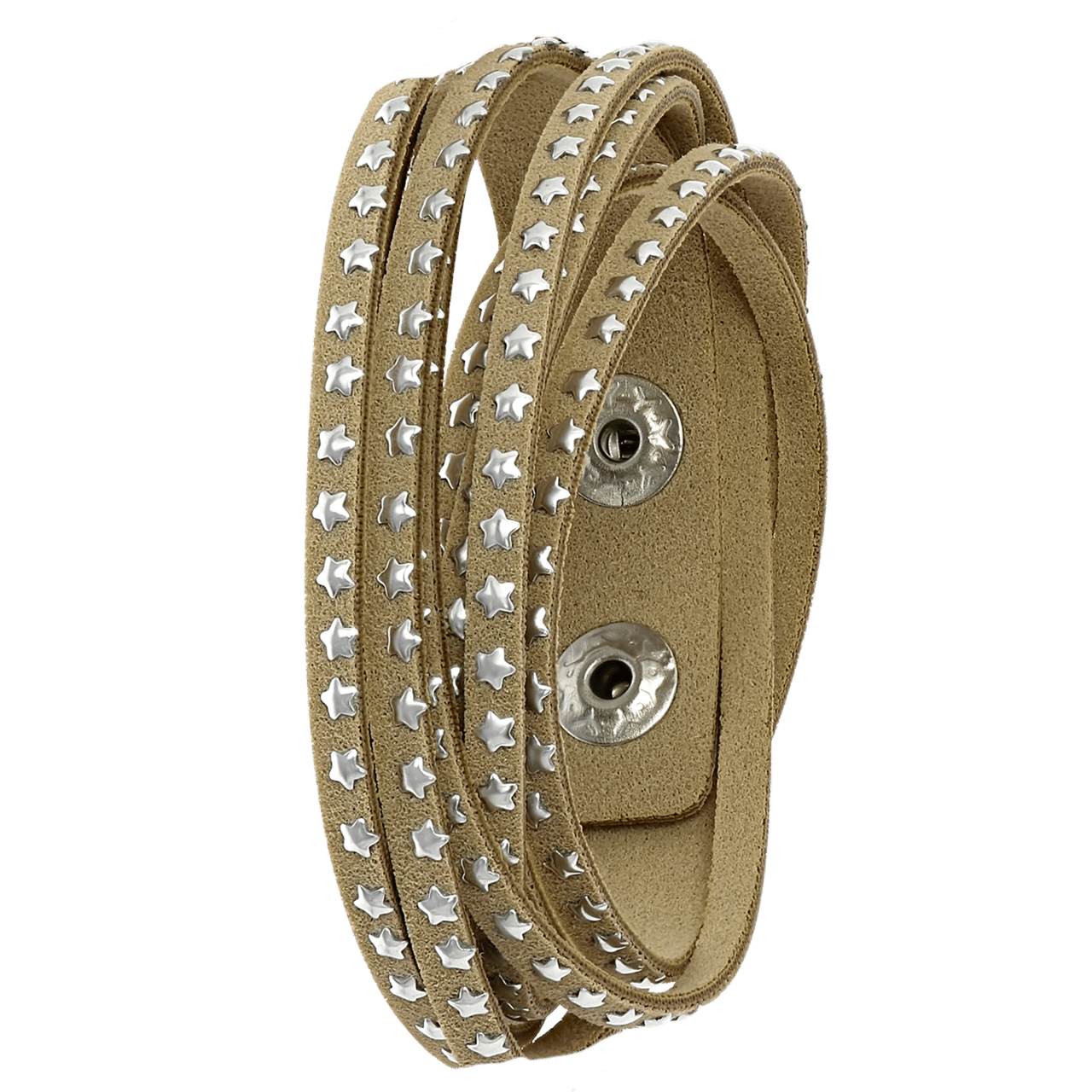 Byoux wikkelarmband met sterren beige