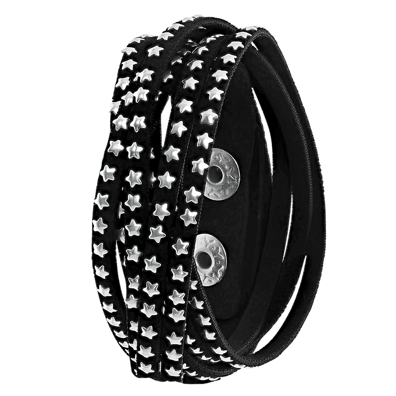 Byoux wikkelarmband met sterren zwart