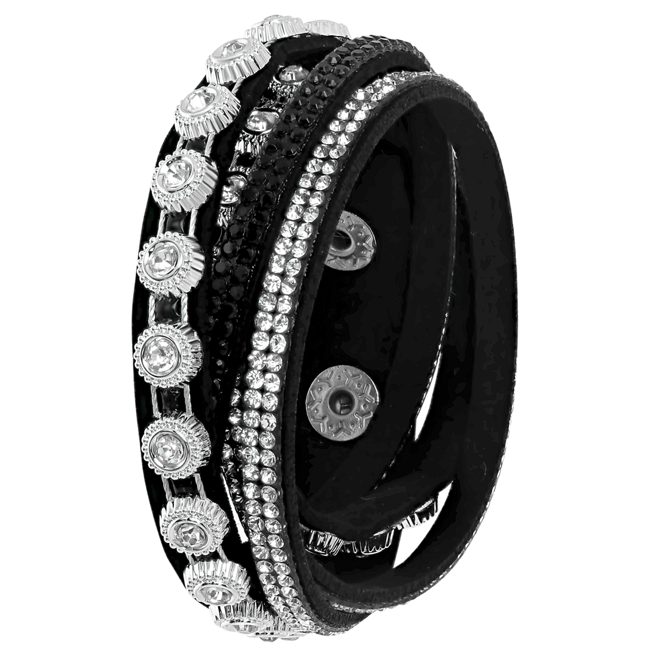 Byoux wikkelarmband met stenen zwart