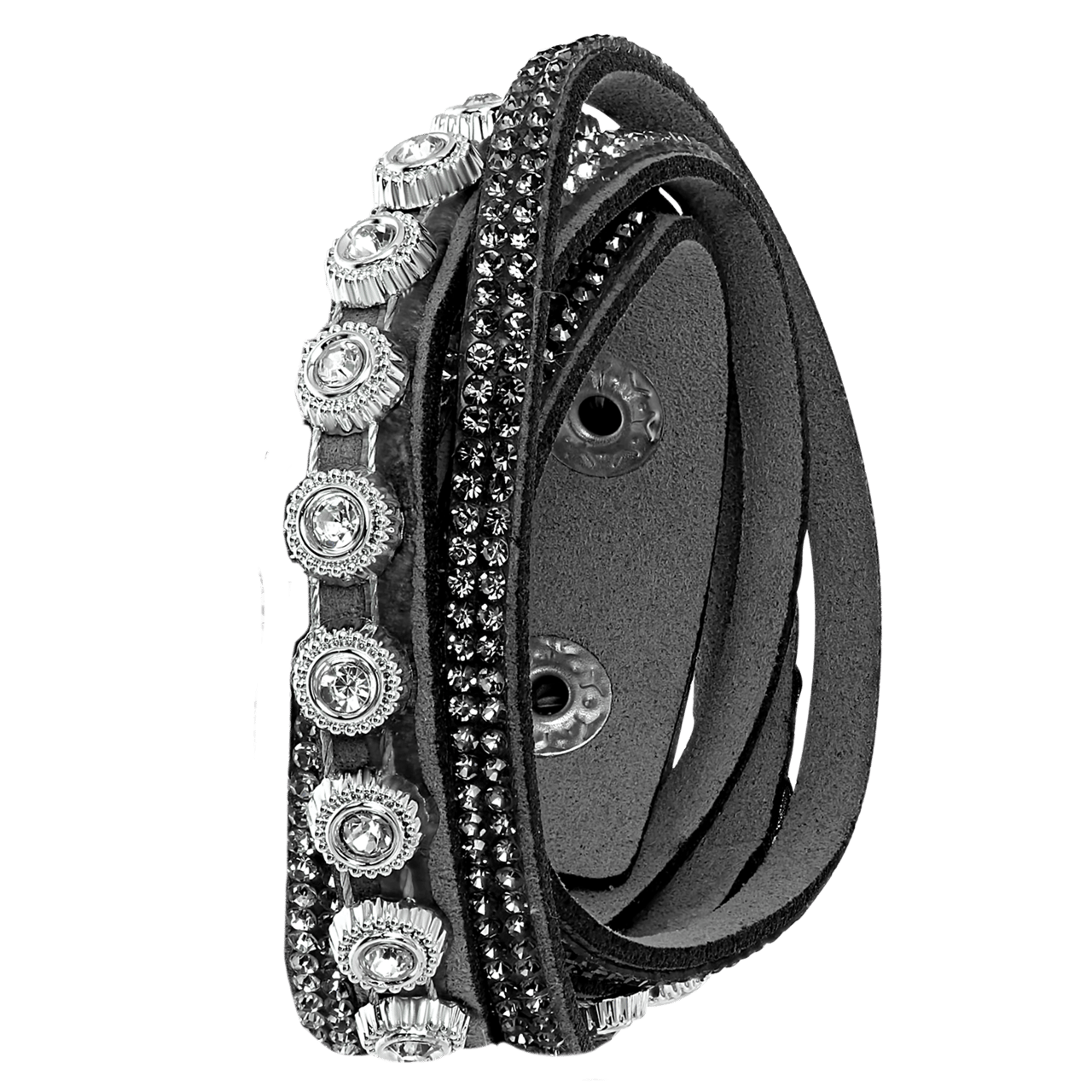 Byoux wikkelarmband met stenen grijs