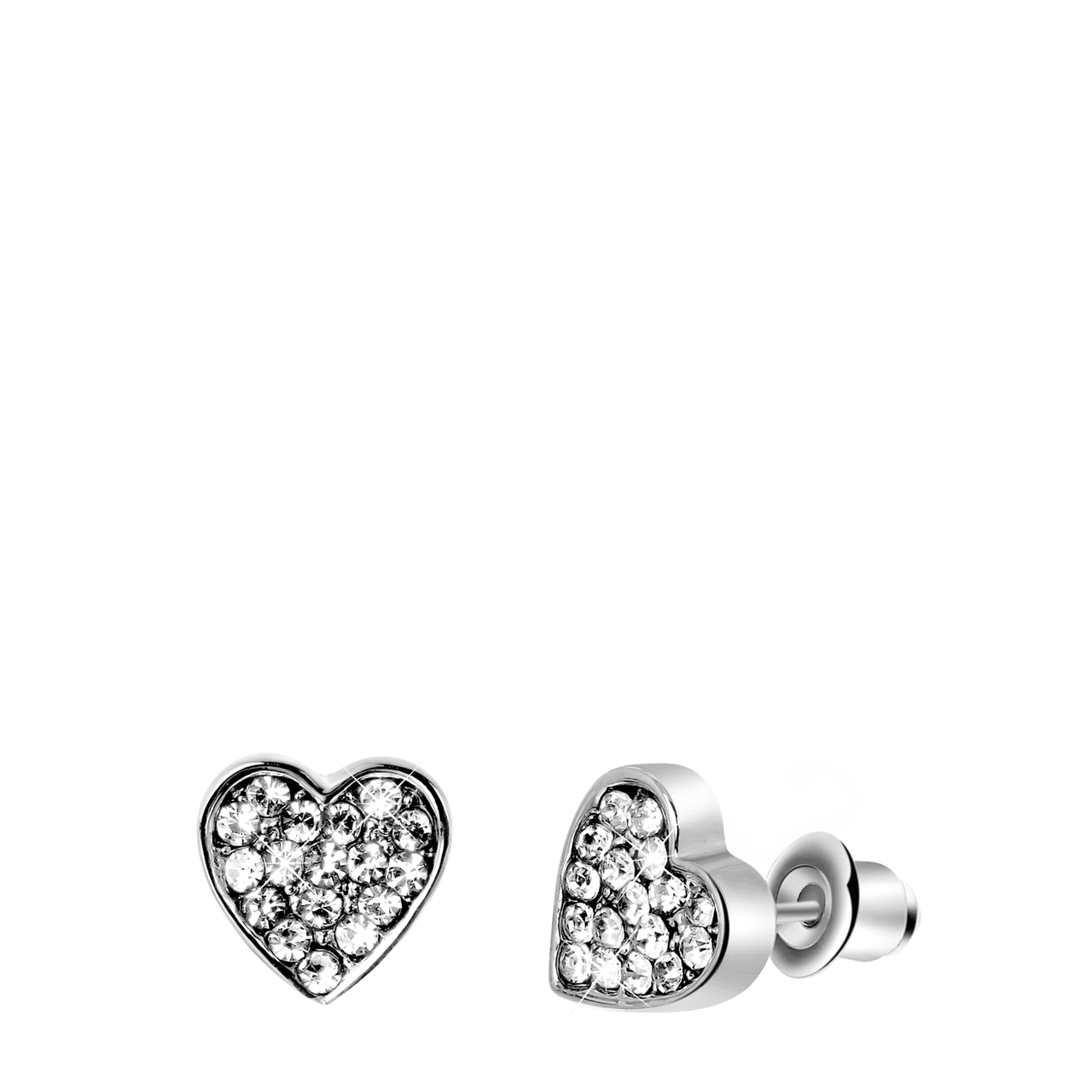 Bijoux zilverkleurige oorknoppen hart voor dames