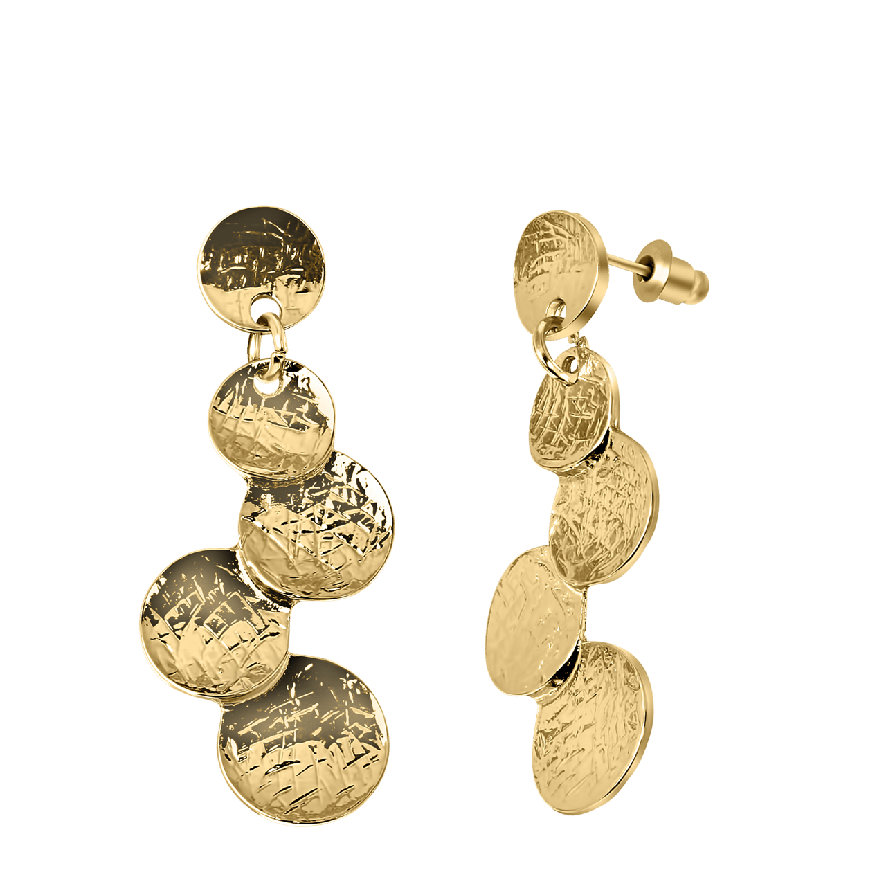 Goudkleurige byoux oorbellen discs