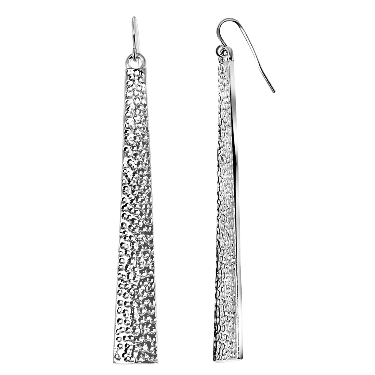 Zilverkleurige byoux oorbellen lang