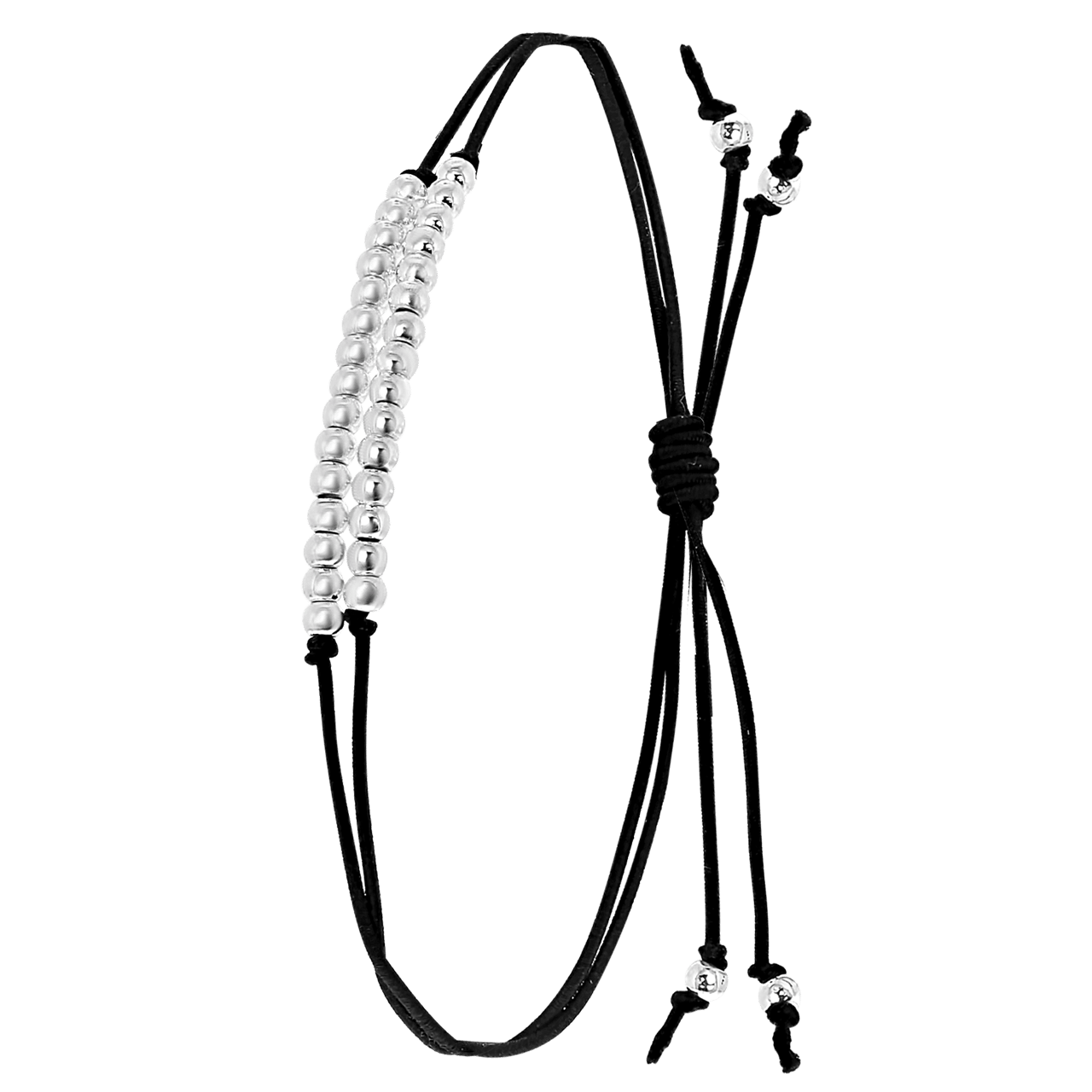 Bijoux zilverkleurige enkelbandje zwart voor dames
