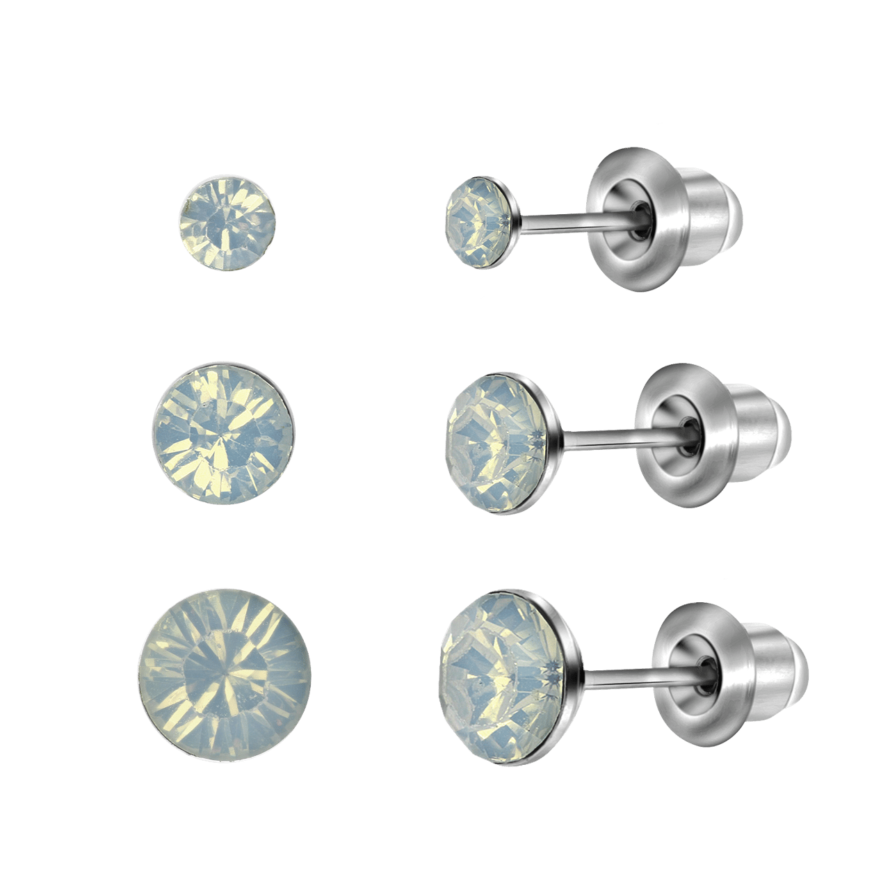 Bijoux zilverkleurige oorknoppen met witte steentjes voor dames