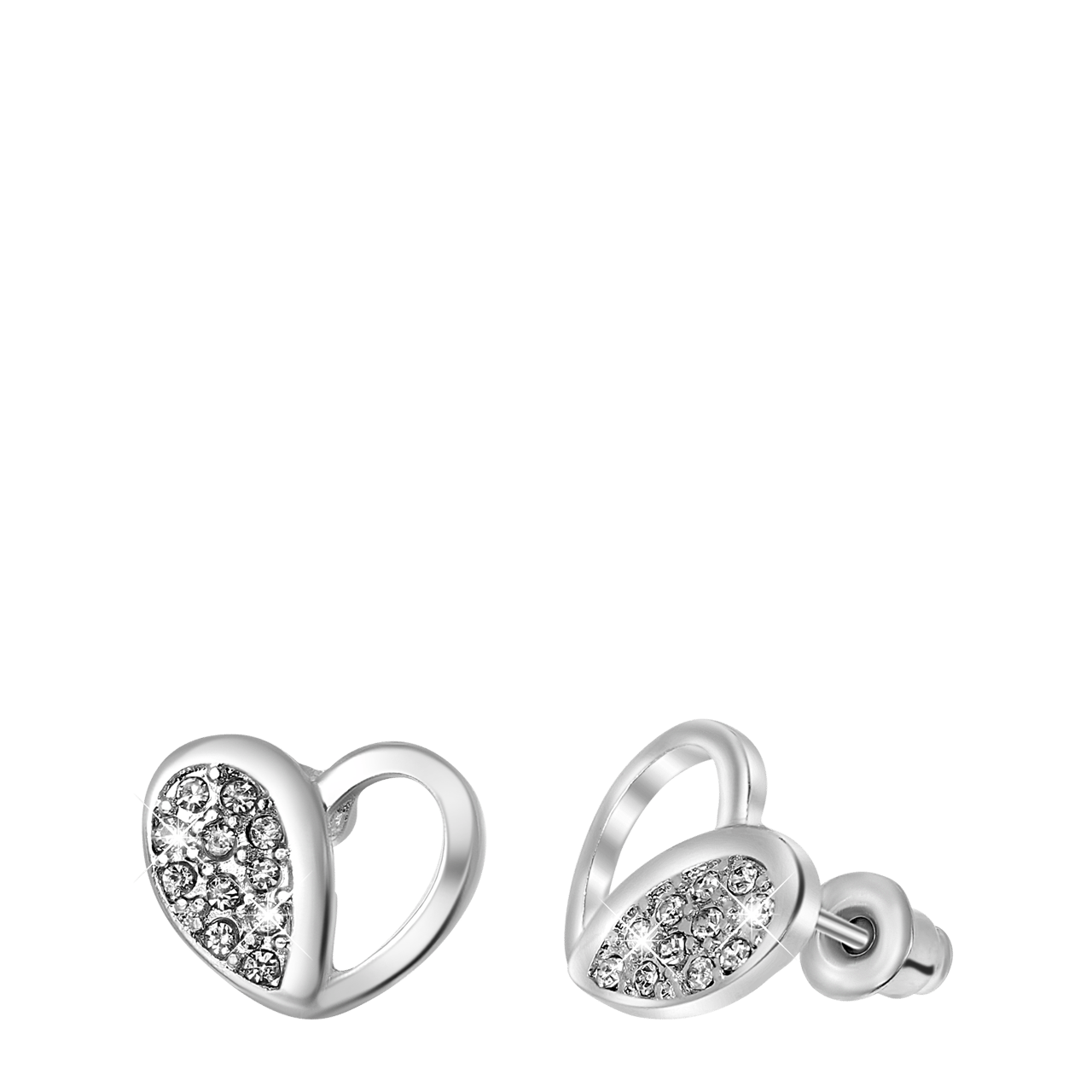 Zilverkleurige byoux oorbellen hart