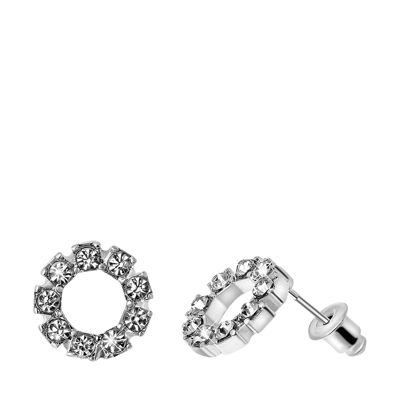 Bijoux zilverkleurige oorknoppen cirkel voor dames