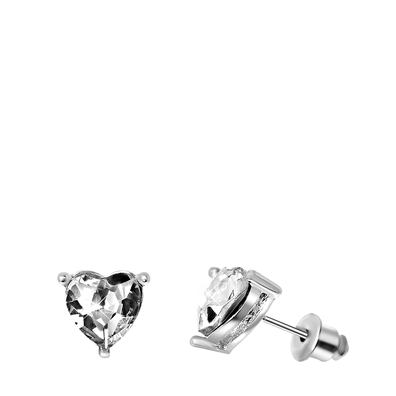 Bijoux zilverkleurige oorknoppen hart voor dames