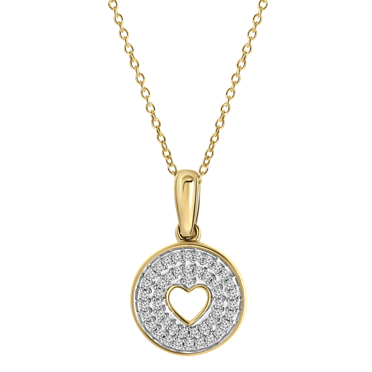 585 Gelbgoldkette Herz, 0,08 ct Gesamtgewicht