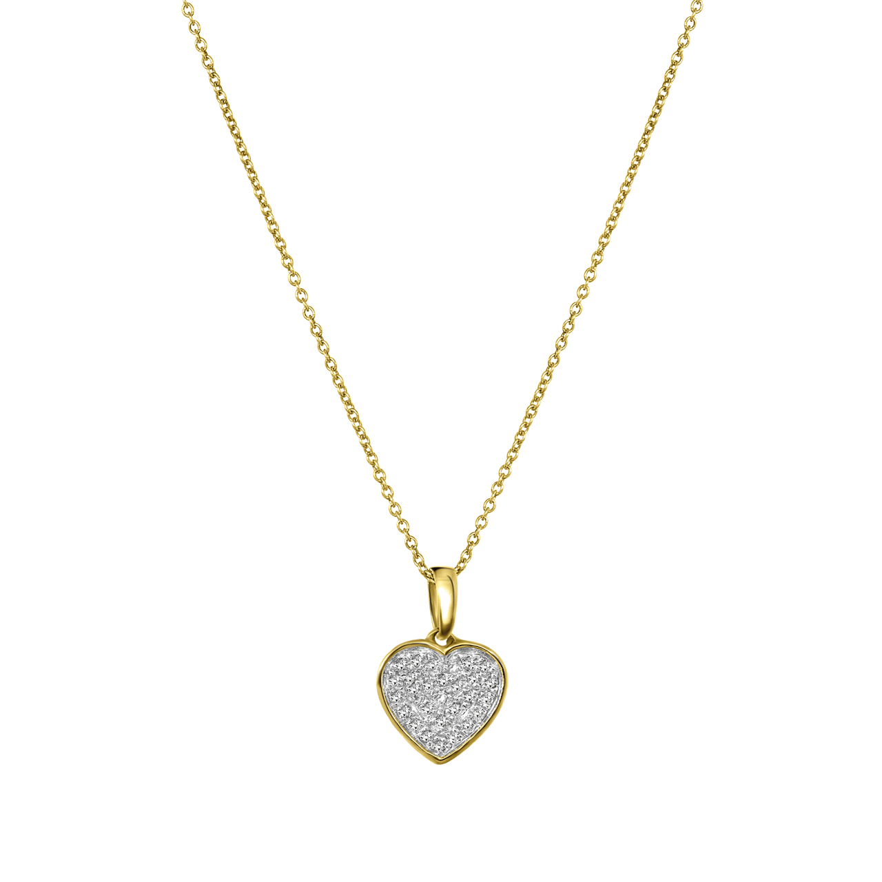 14 Karaat geelgouden ketting hanger hart 0,08ct