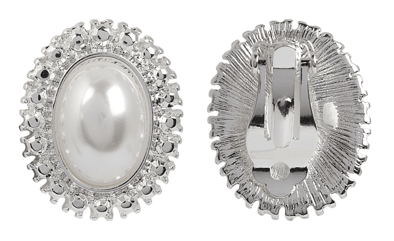 Bijoux zilverkleurige oorclips met parel voor dames