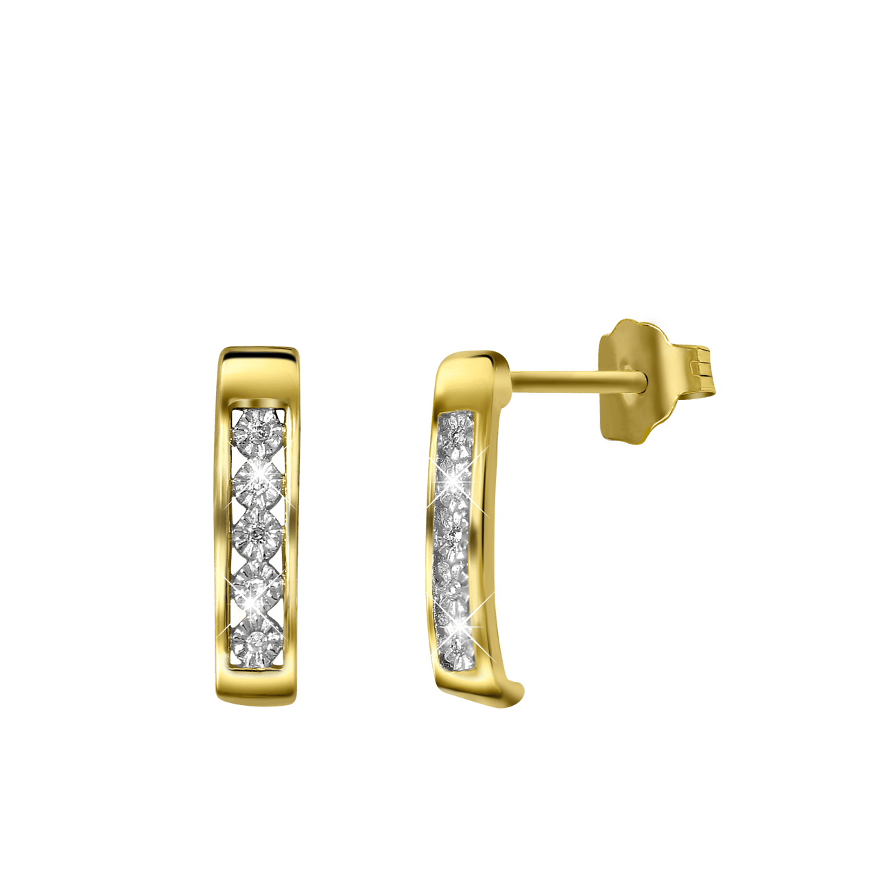Ohrringe, 585 Gelbgold, mit Diamant 0,02 kt