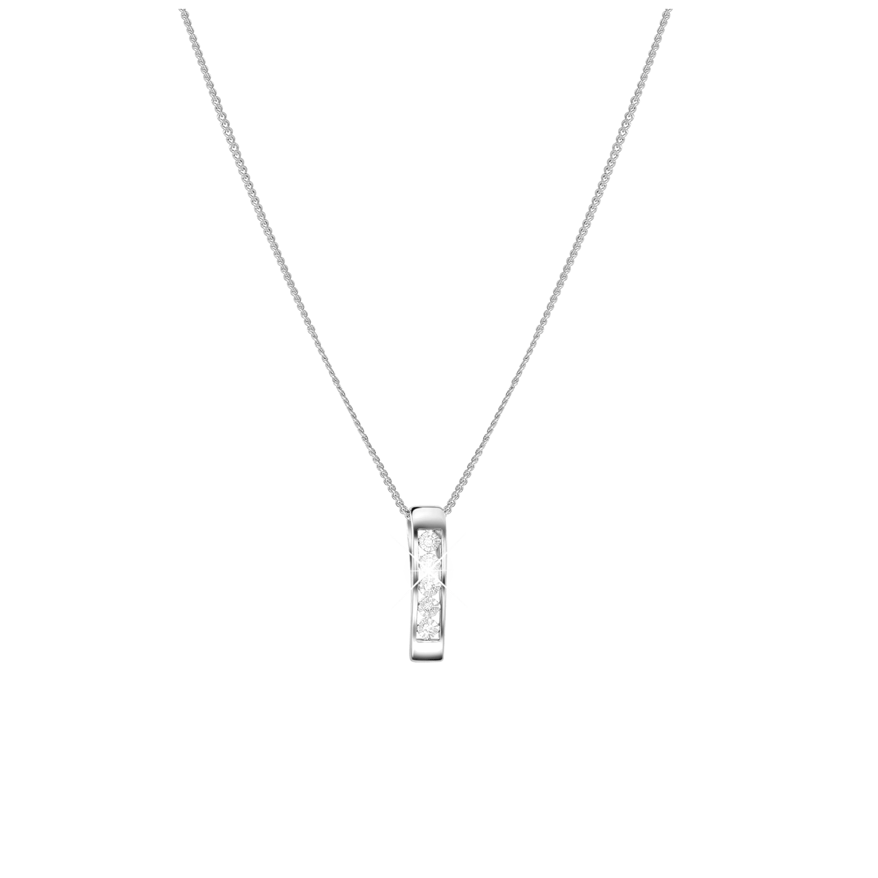 Halskette, 585 Weißgold, mit Diamant 0,01 ct