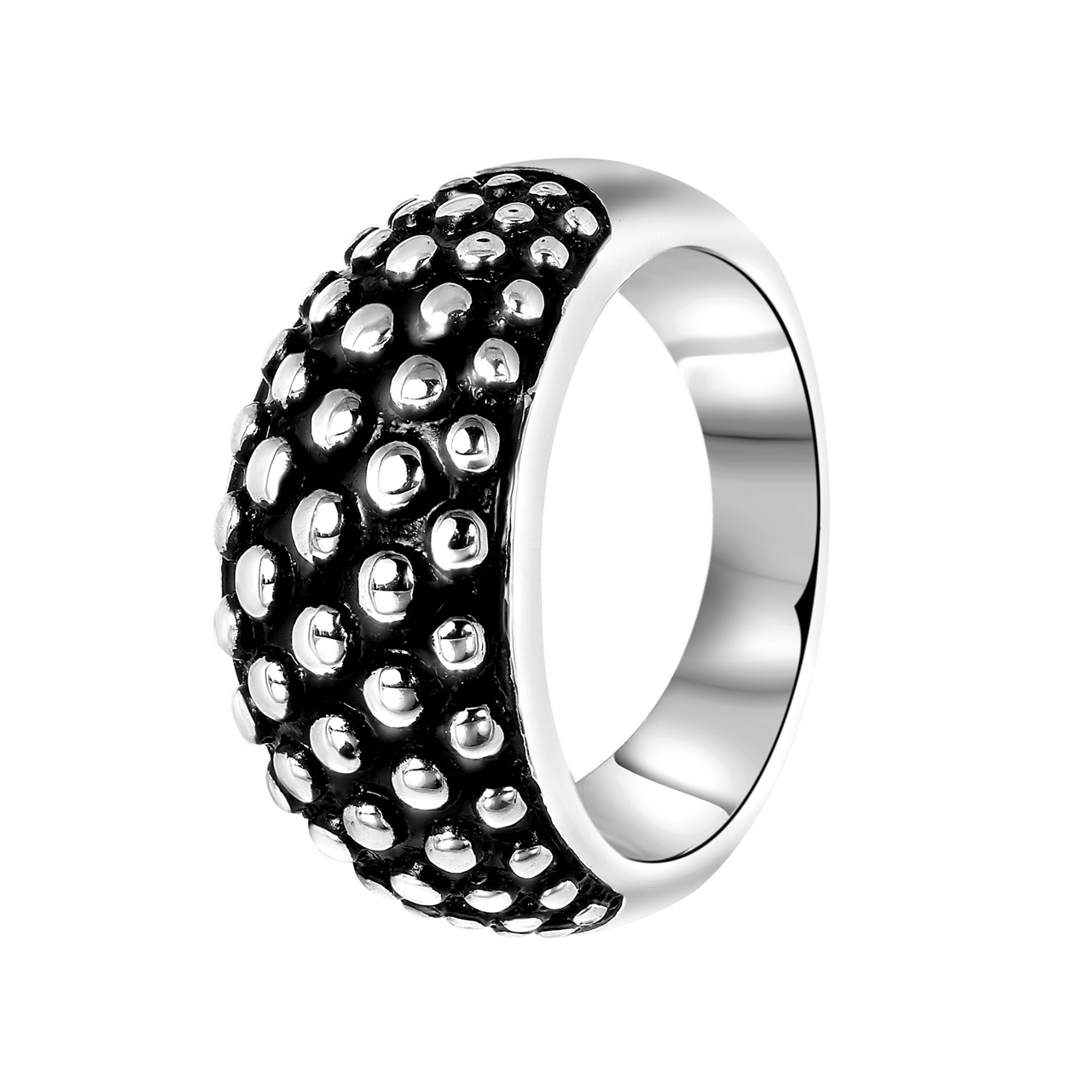 Gerecycled stainless steel ring breed zwart
