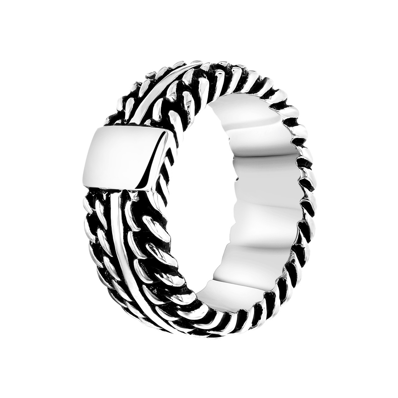 Gerecycleerd stainless steel ring gourmet zwart