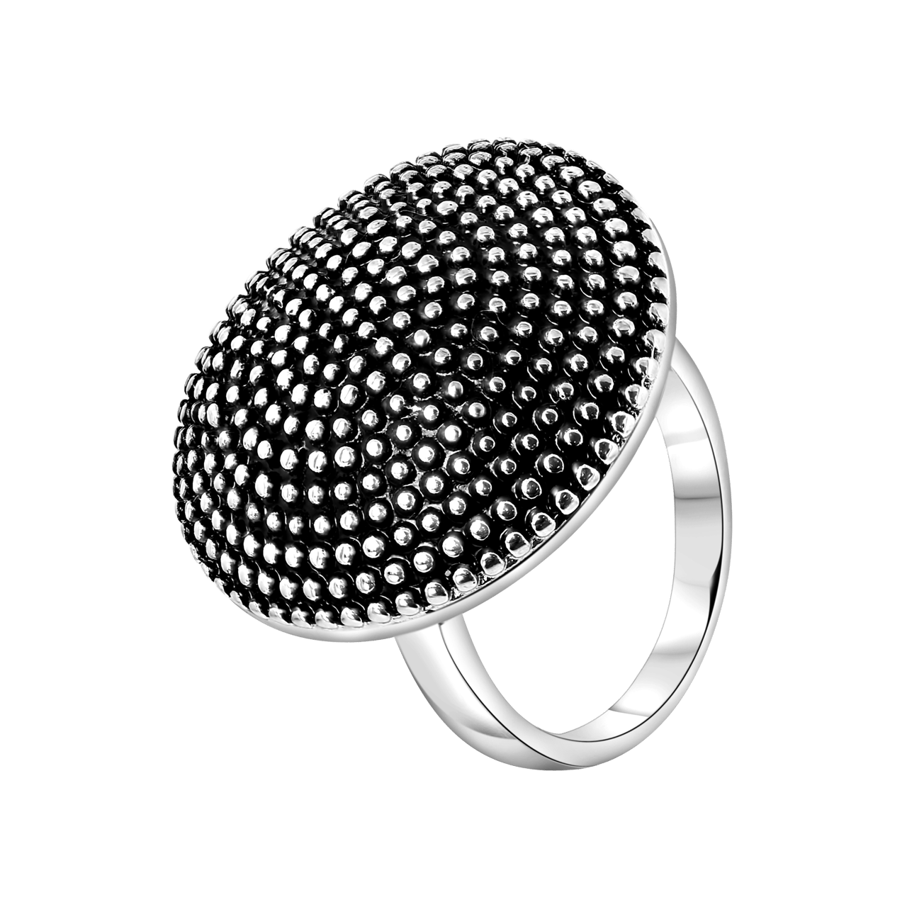 Gerecycleerd stainless steel ring rond breed zwart