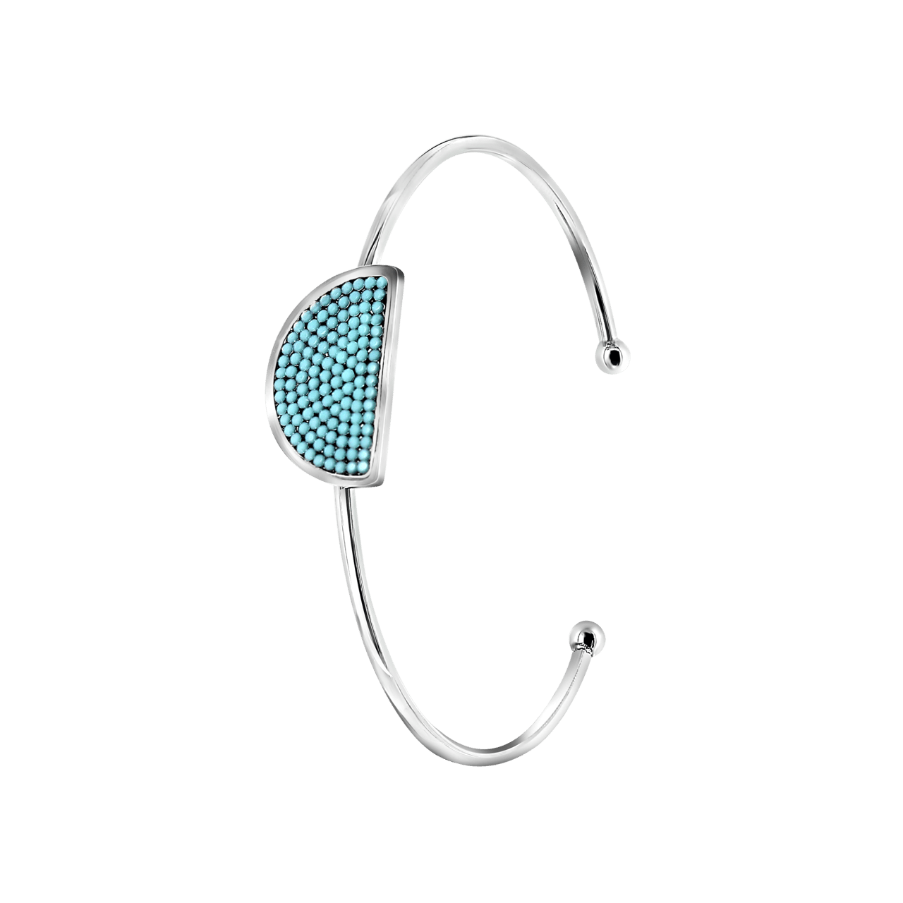 Gerecycleerd stainless steel armband half rond turquoise kristal