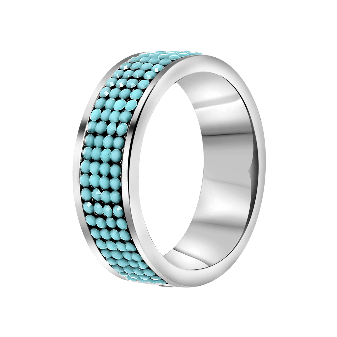 Gerecycleerd stainless steel ring turquoise kristal