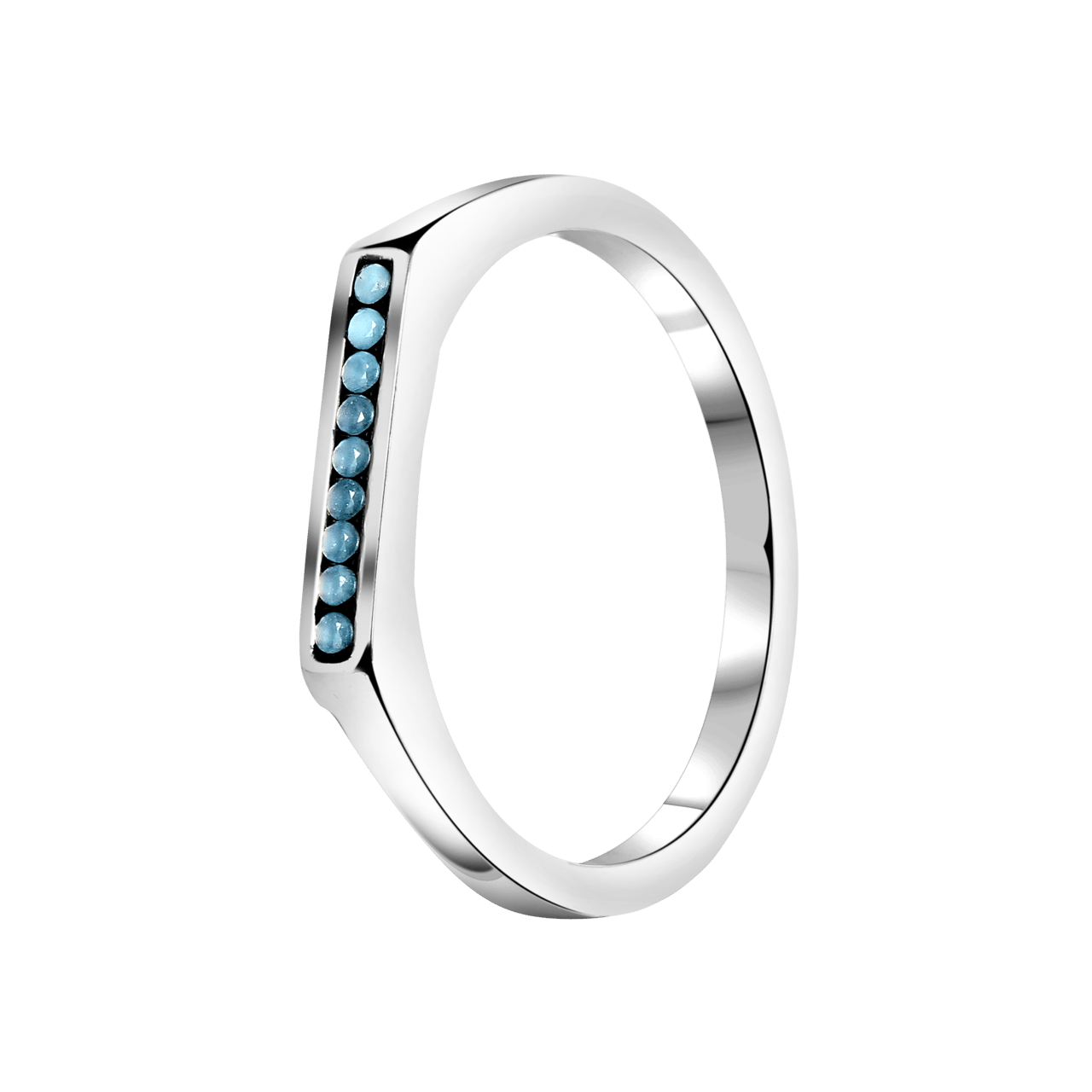 Gerecycled stalen ring bar turquoise kristal