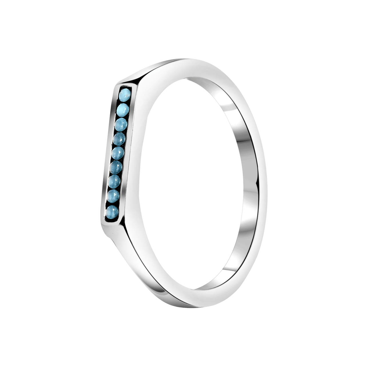Gerecycleerd stainless steel ring bar turquoise kristal