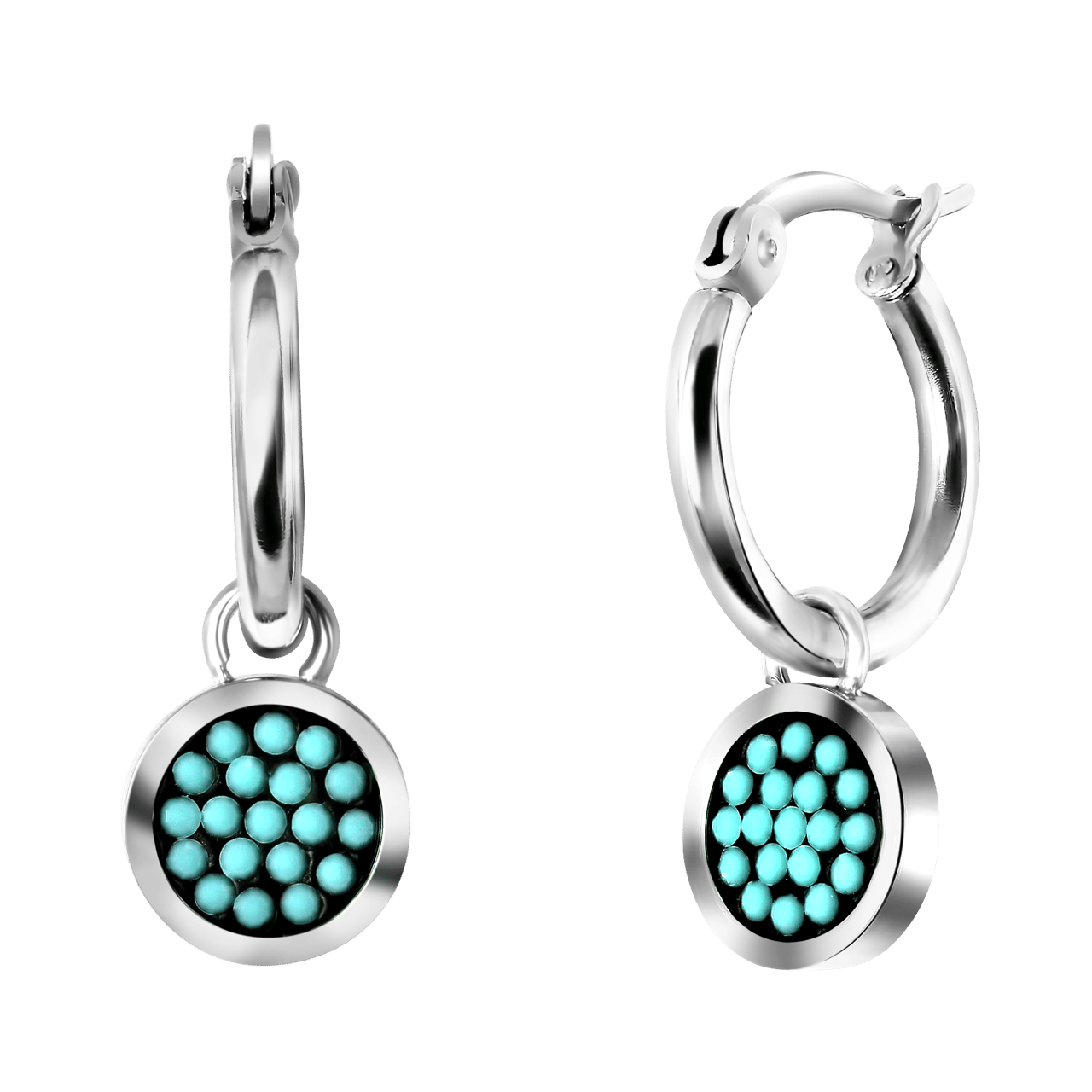 Stainless steel oorbellen turquoise kristal