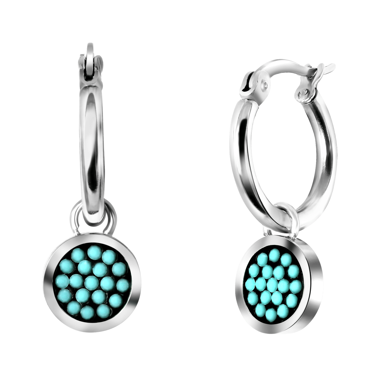 Stalen oorbellen turquoise kristal