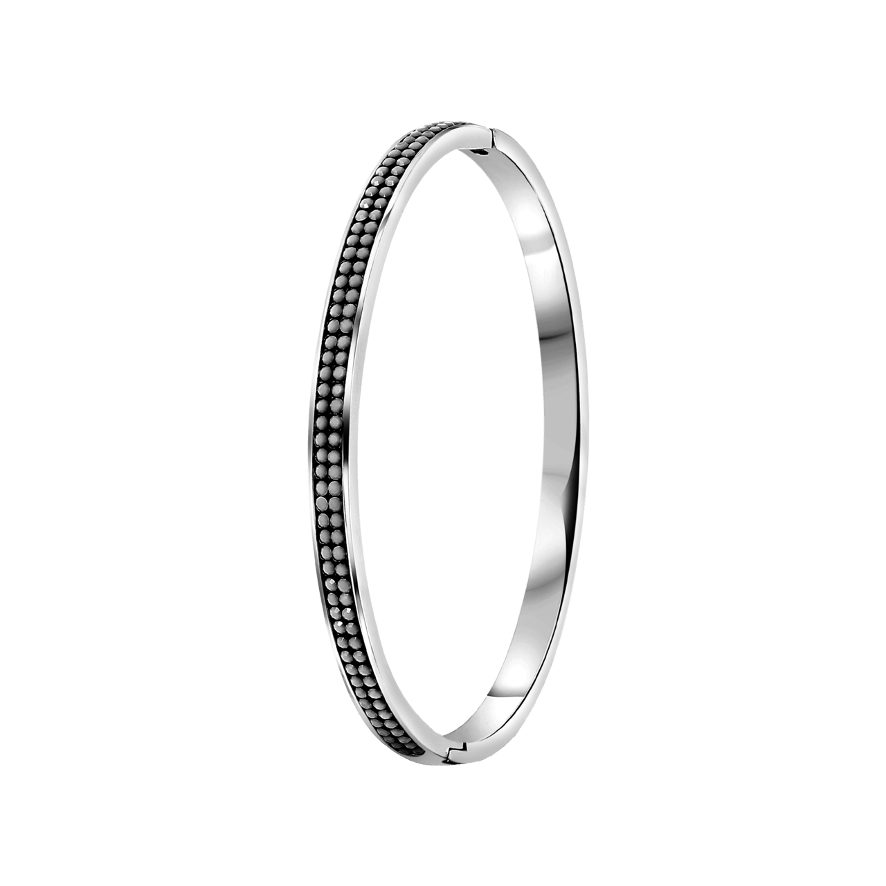 Gerecycled stainless steel armband bangle hematite kristal