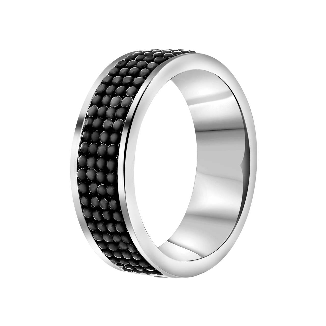 Gerecycleerd stainless steel ring hematite kristal