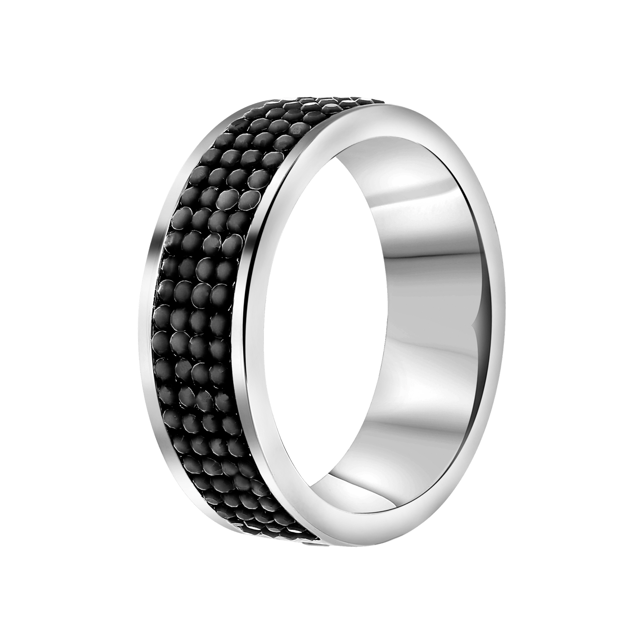Ring aus Edelstahl,  Hematit/ Kristall