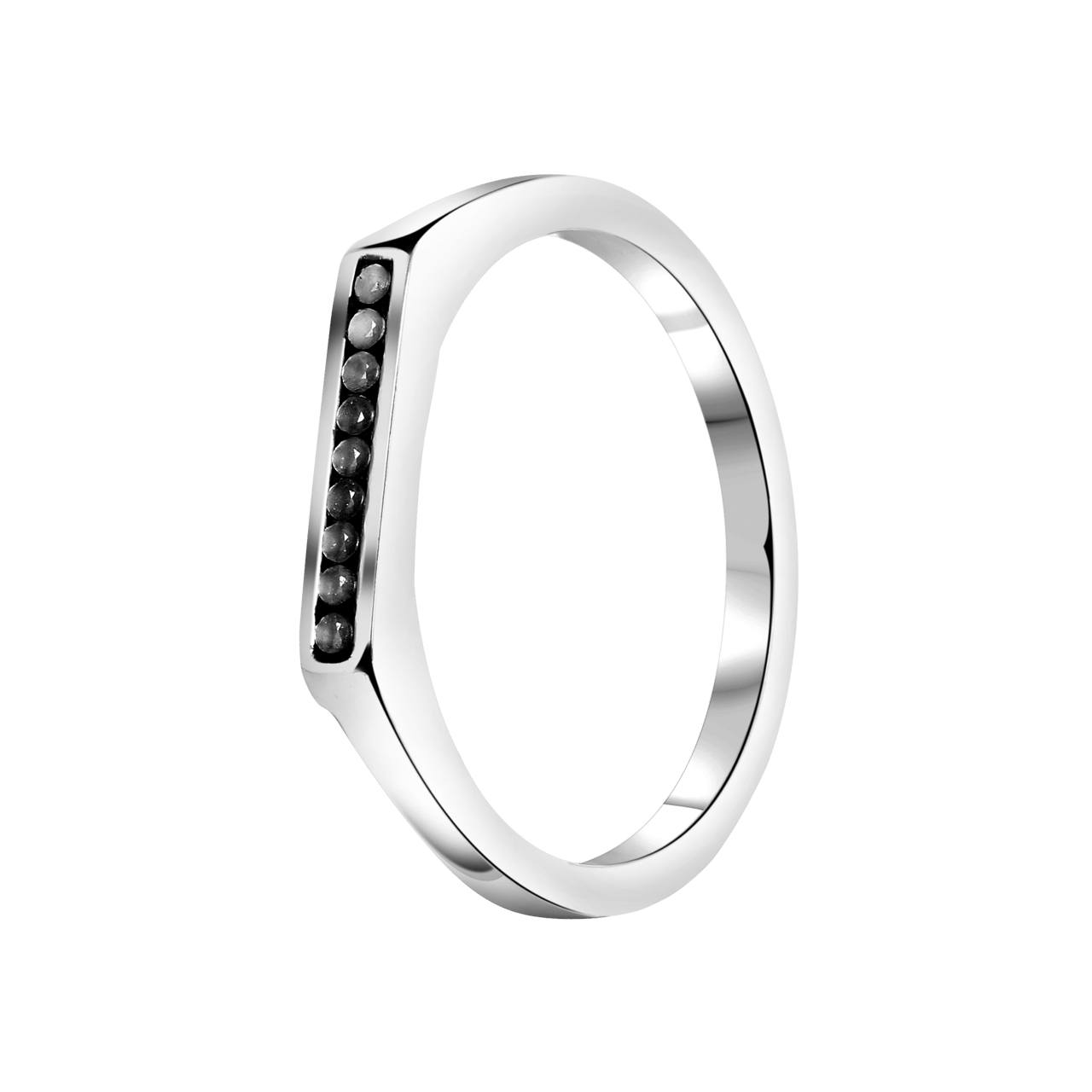 Gerecycled stainless steel ring bar hematite kristal