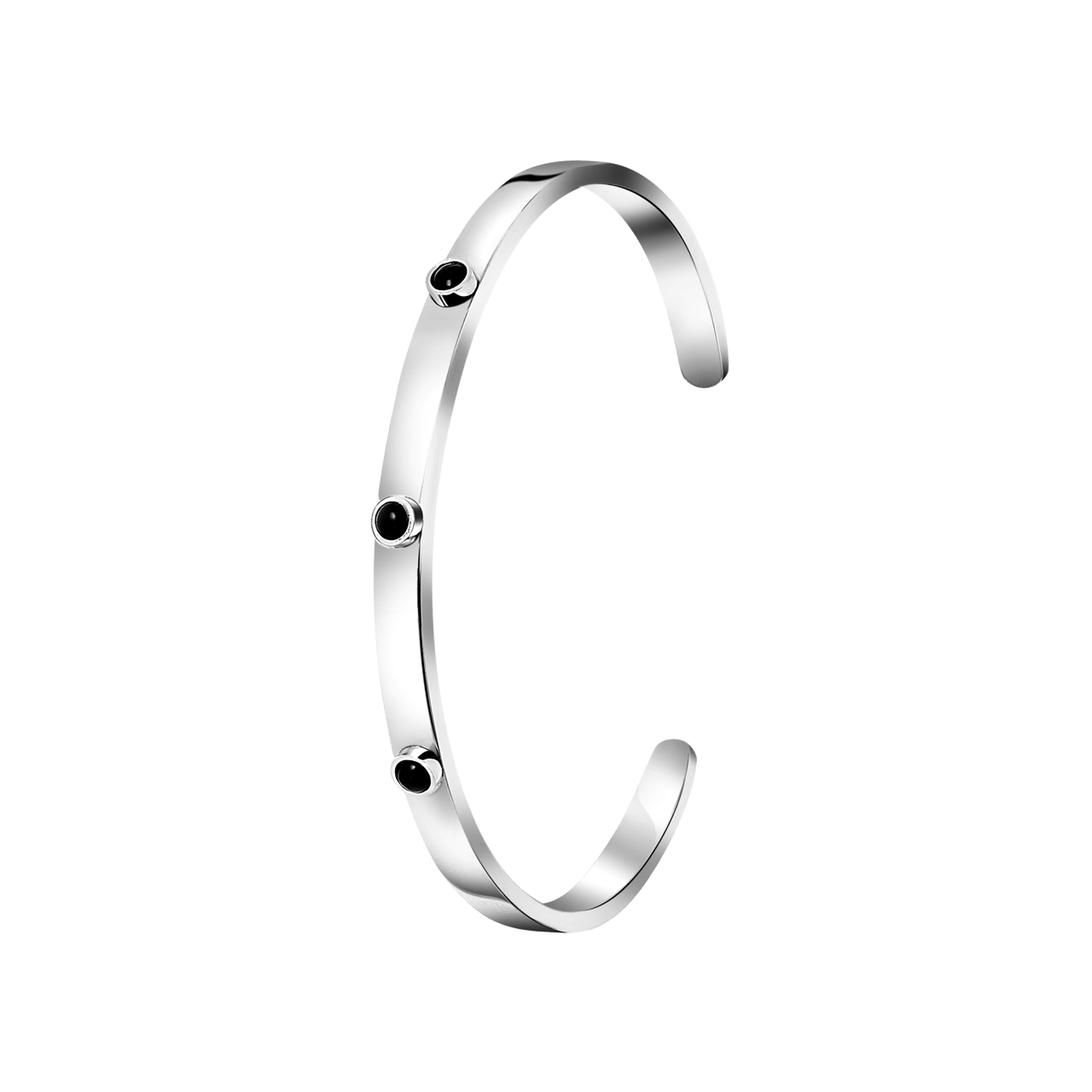 Gerecycled stainless steel armband bangle met zwart kristal