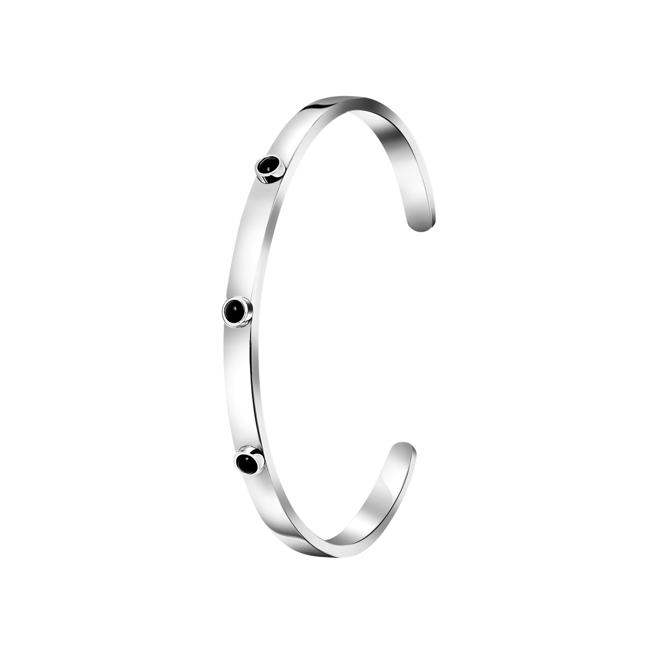 Gerecycleerd stalen armband bangle met zwart kristal