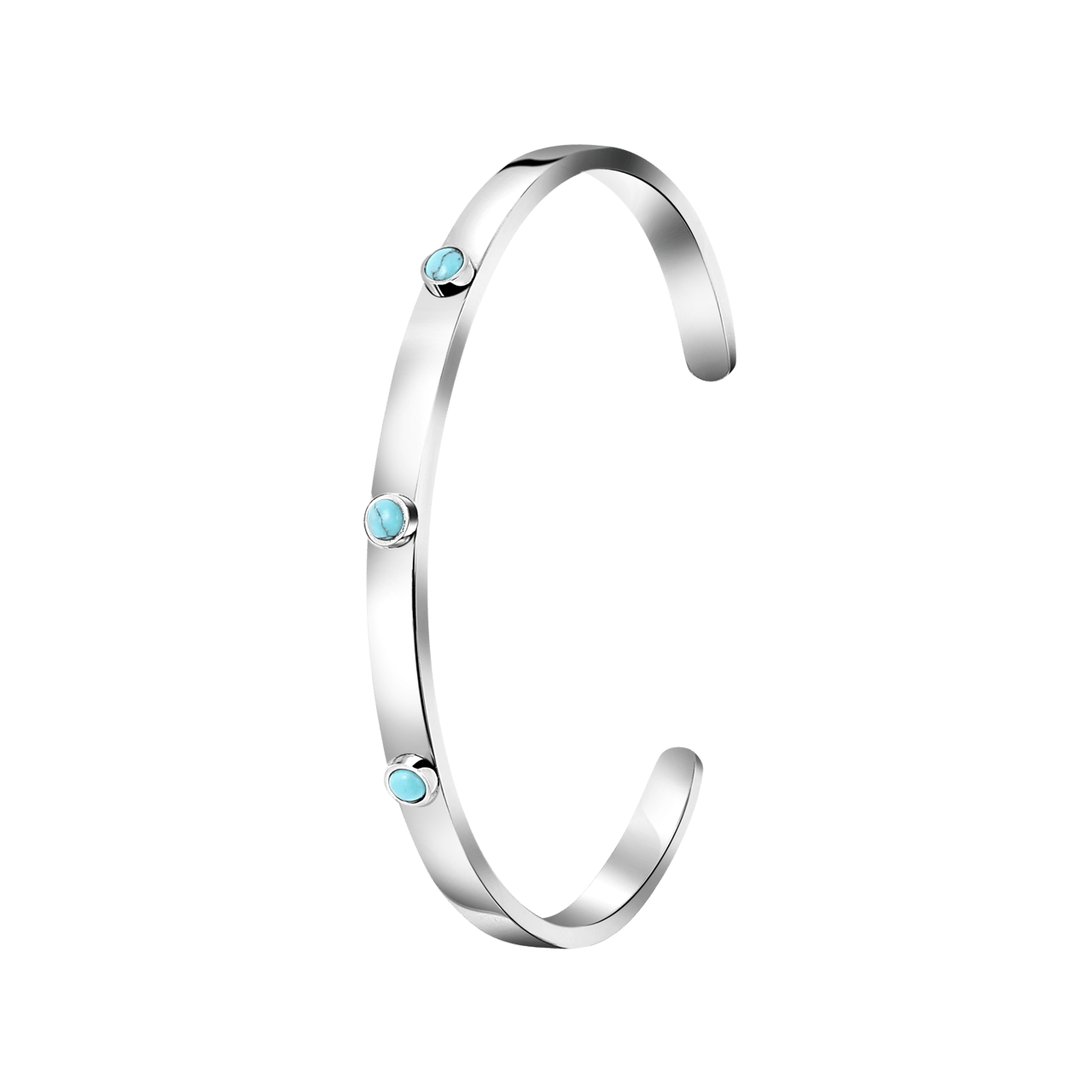Gerecycleerd stainless steel armband bangle met turquoise kristal