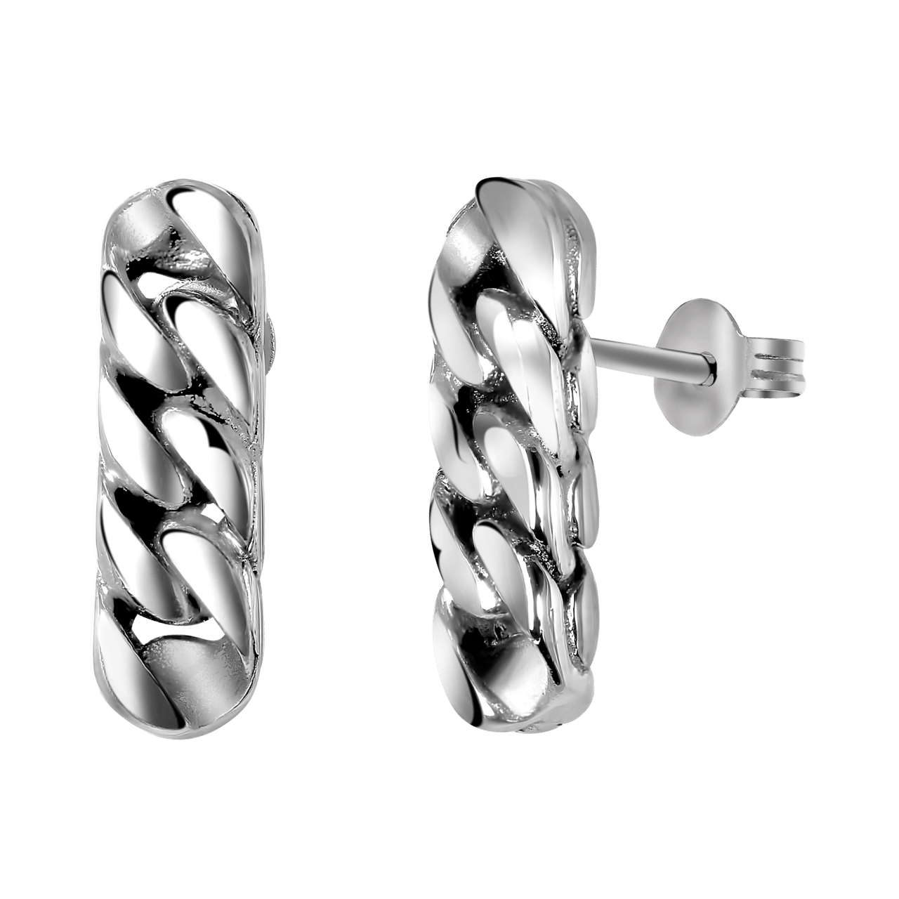 Stainless steel oorbellen staaf gourmetschakel