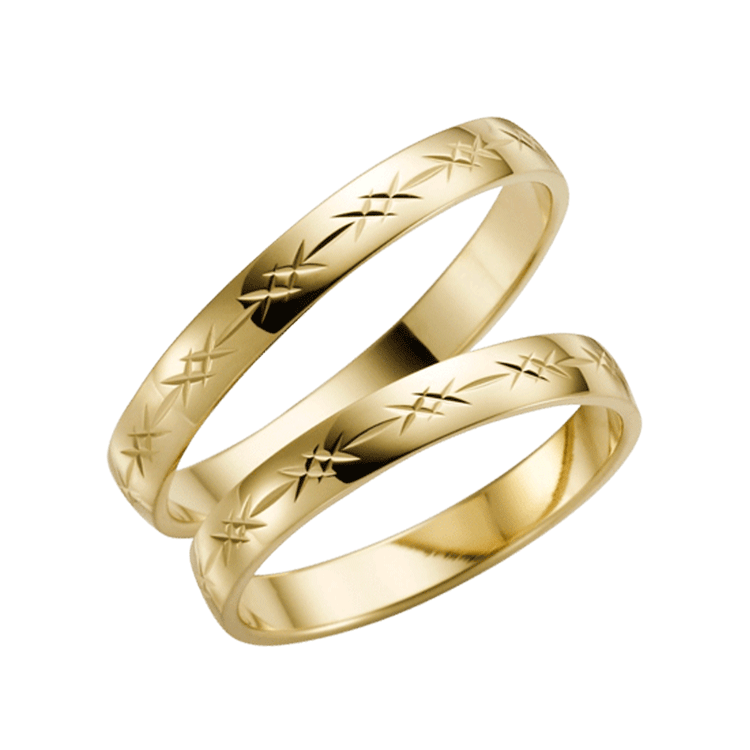 Trauring für Damen, 375 Gelbgold, Akazie H01