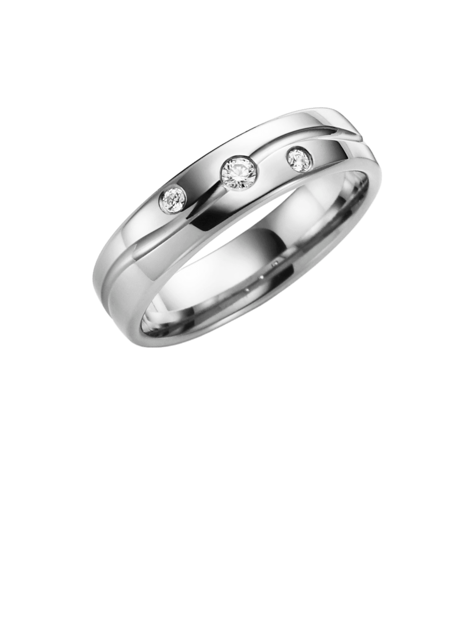 Iris, Trauring mit Diamant aus 375 Weißgold, H34W