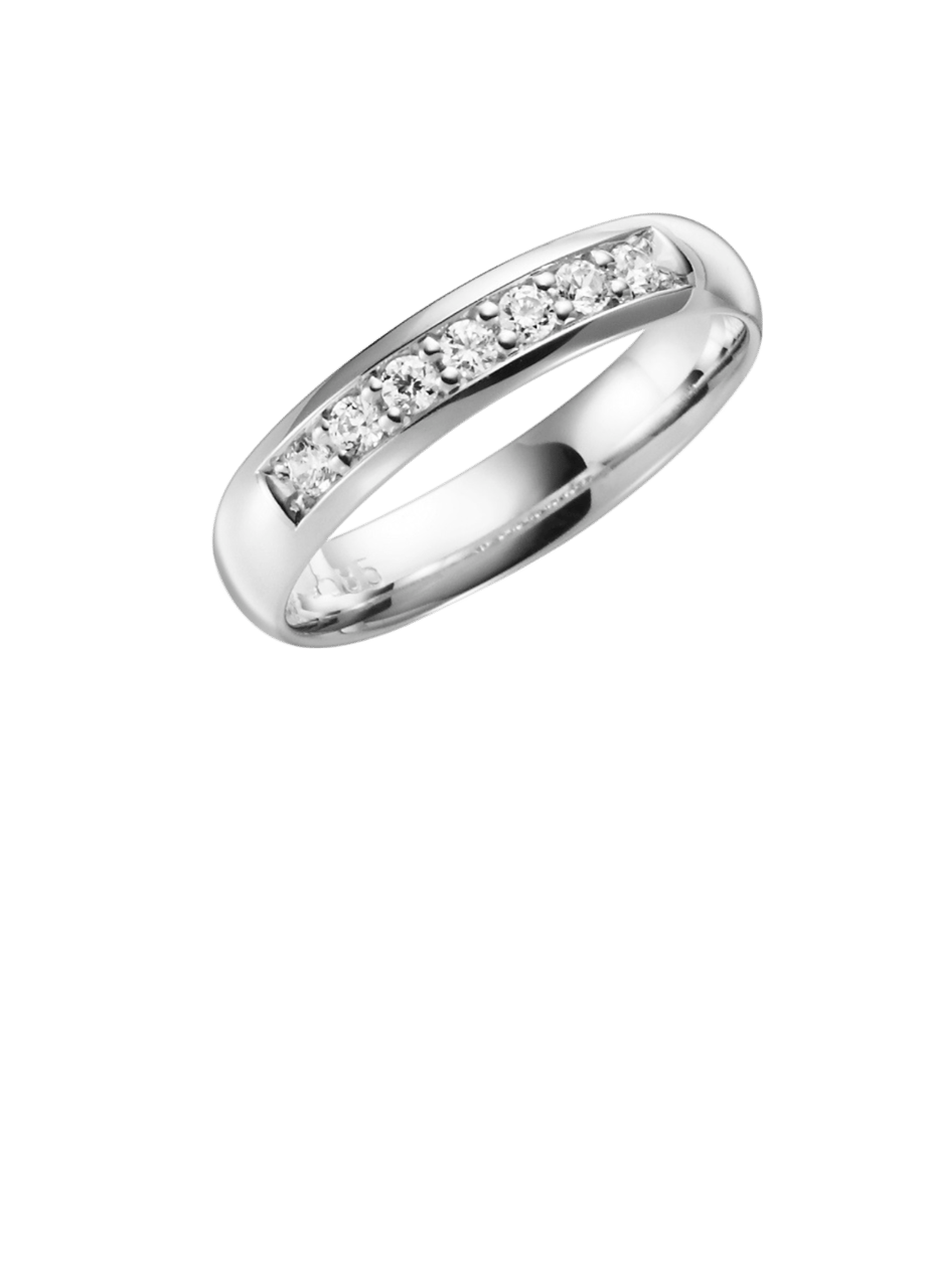 Trauring, 375 Weißgold, Diamant, Phlox H95