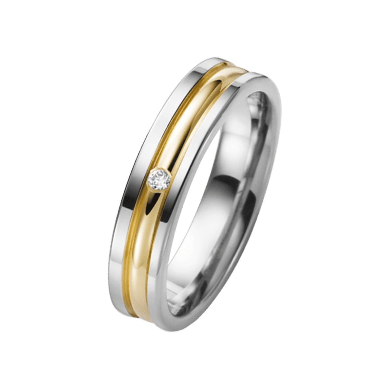 Trauring für Damen, 375 Weiß-/Gelbgold, Diamant, Kalina H74