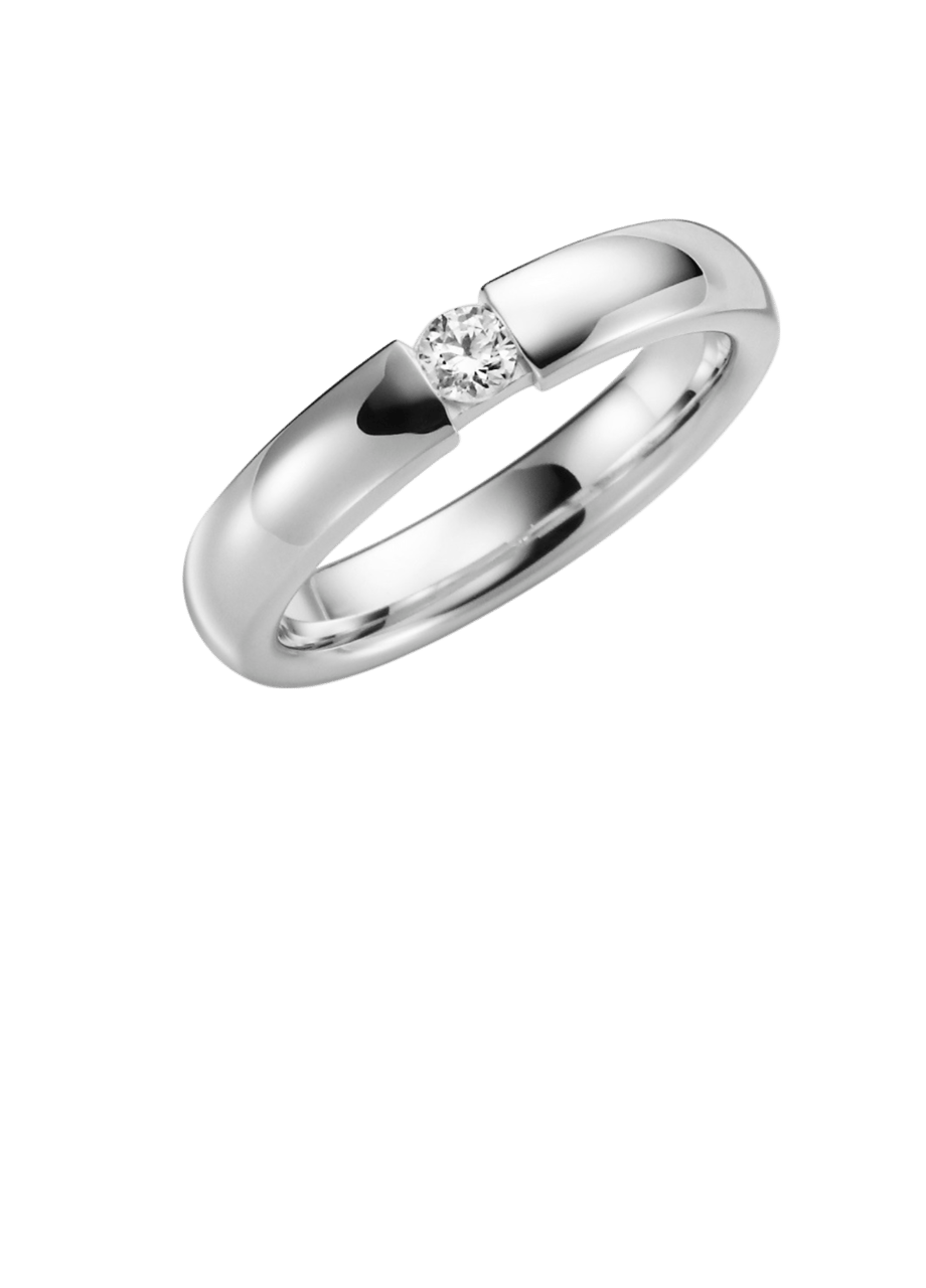 Trauring, 375 Weißgold, Diamant, Morgenstern H79W