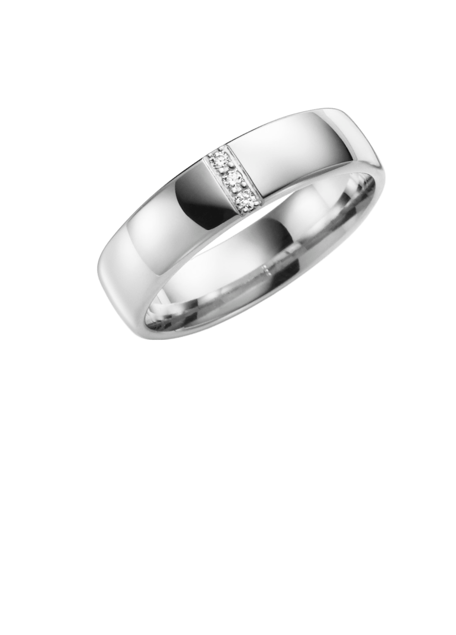 Trauring, 375 Weißgold, Diamant, Pfingstrosen-Serie H98W