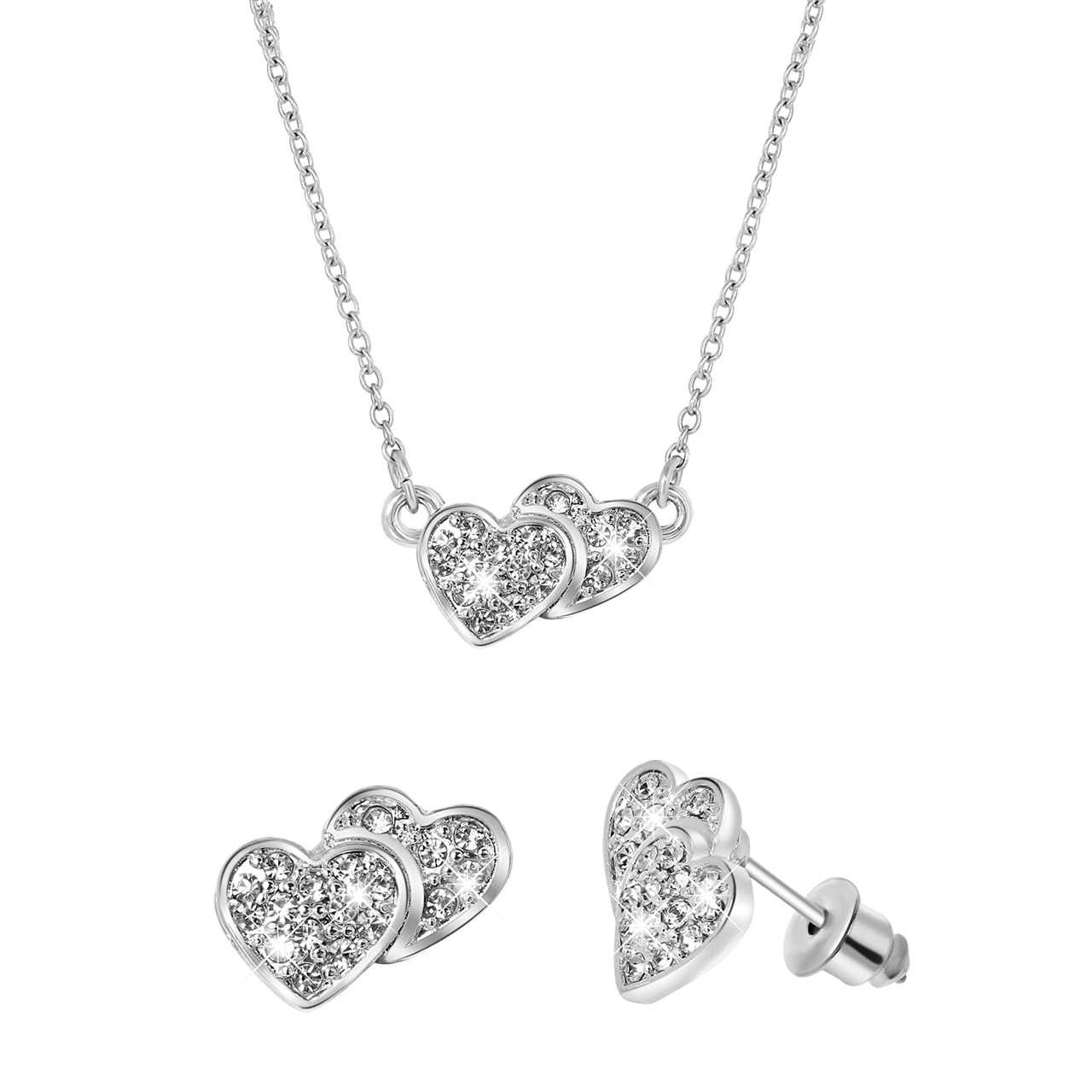 Bijoux zilverkleurige sieradenset hart voor dames