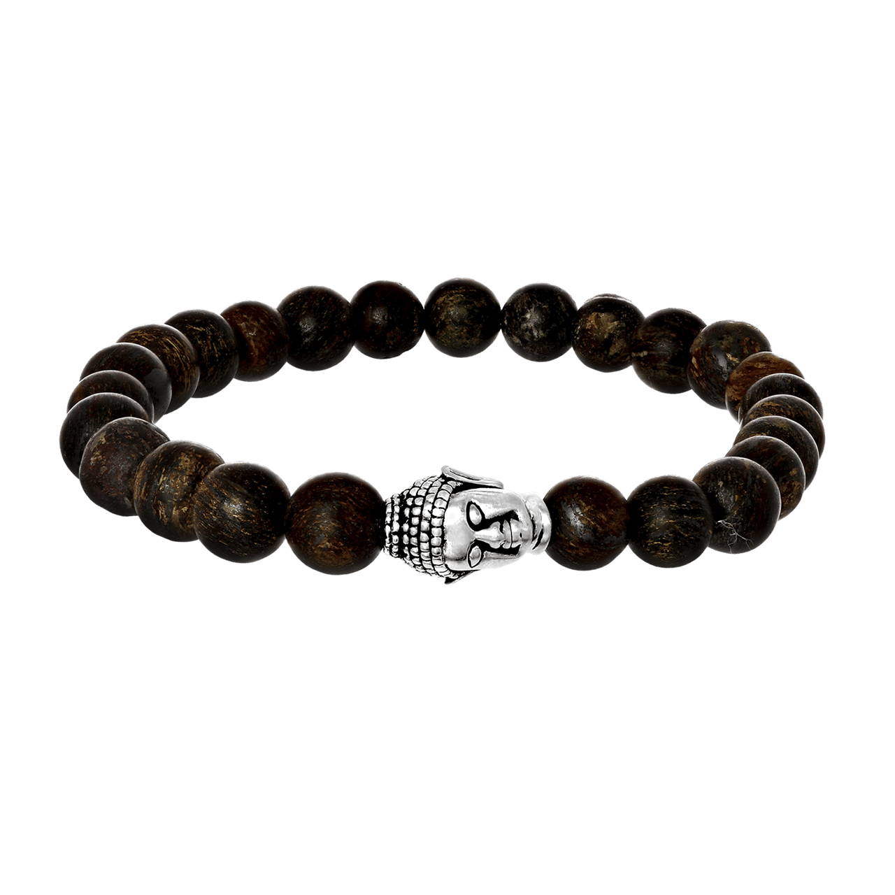 Stainless steel armband met bronzonite stenen boeddha