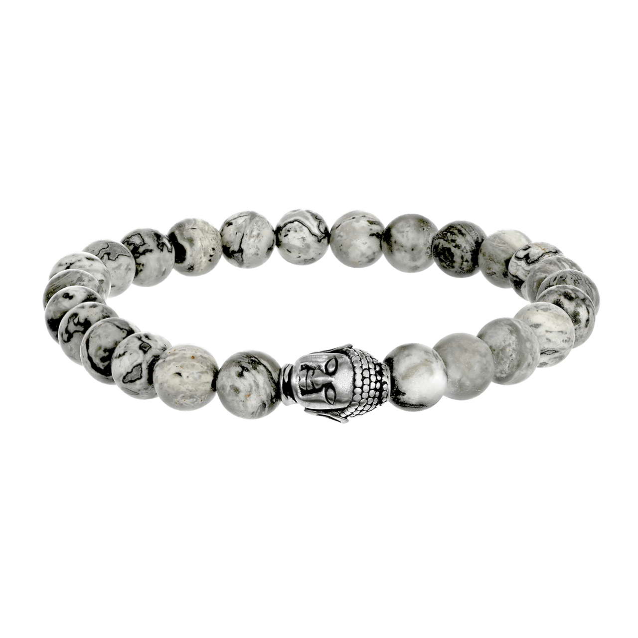 Stainless steel armband met jasper stenen boeddha