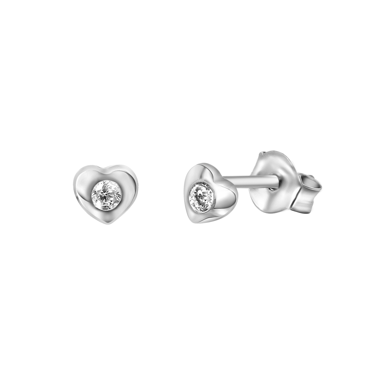 Kinderohrringe aus 925 Silber, Herz mit Zirkonia