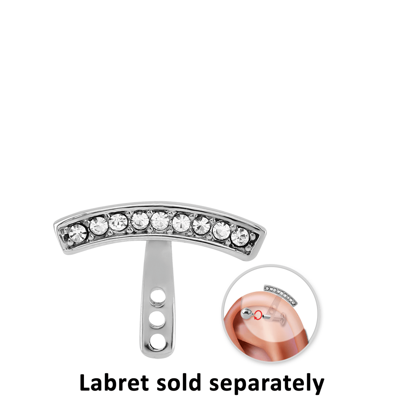 Helixpiercing aus Stahl, Stab mit Kristall