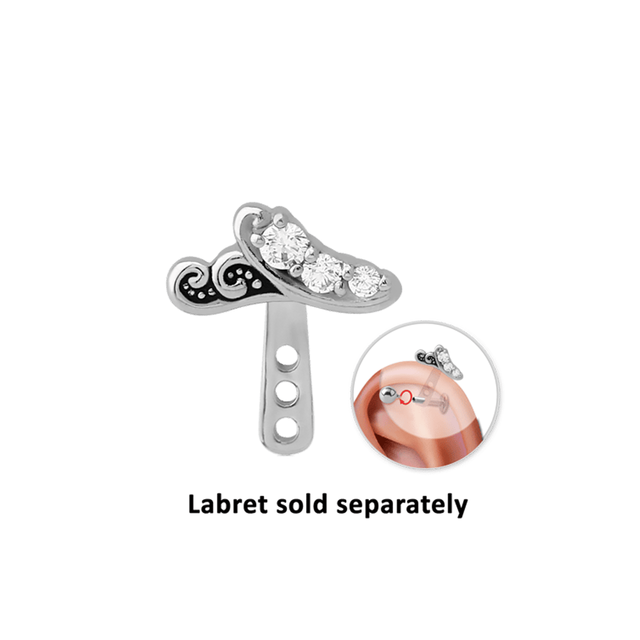 Stainless steel helixpiercing fantasie met kristal