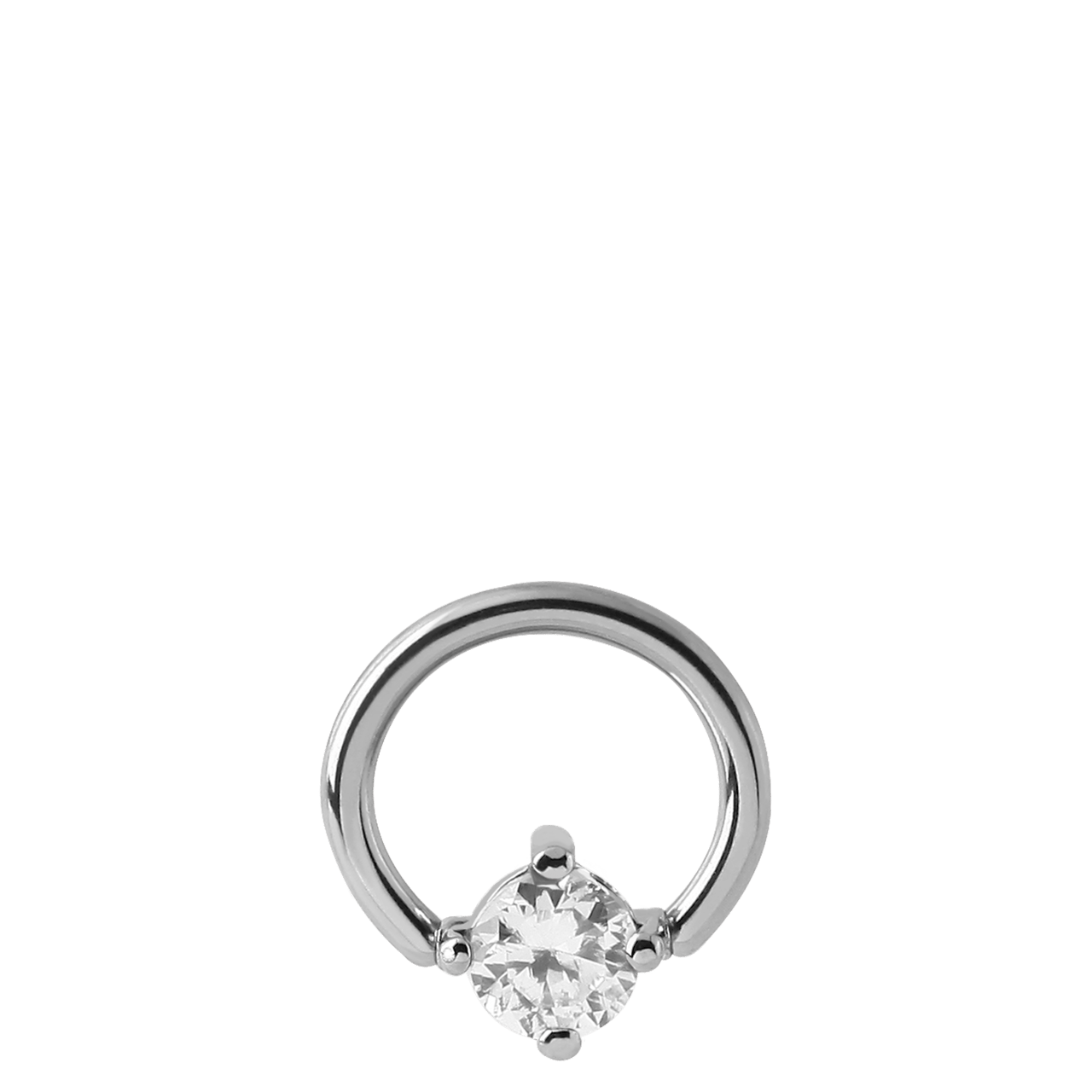 Stalen helixpiercing ring met kristal