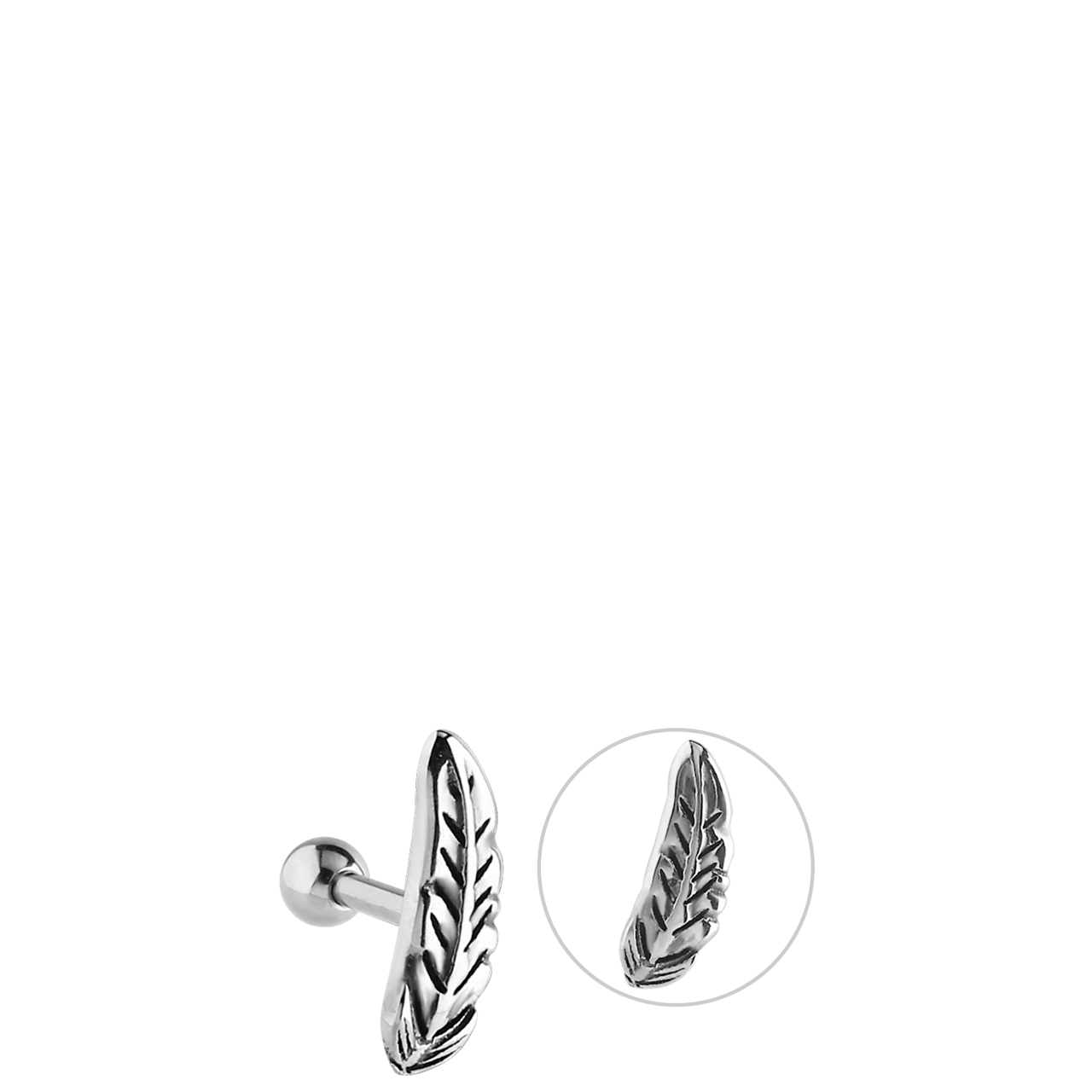 Tragus-Piercing aus Edelstahl, Feder