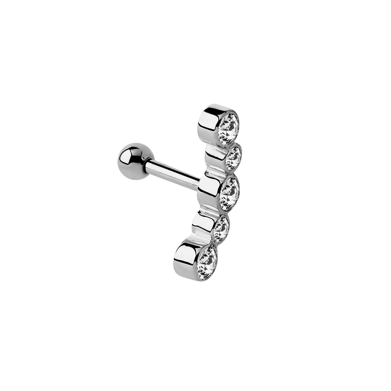 Stainless steel traguspiercing met kristal